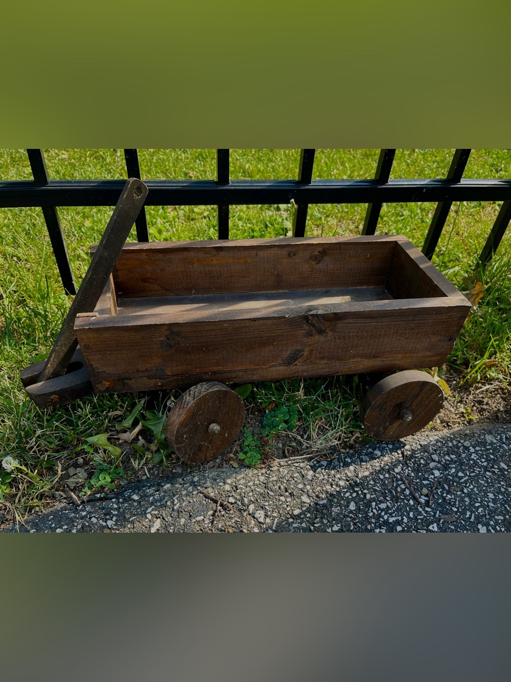 Vintage Garden Wood Wagon Display Or Planter Handcrafted Rustic Primitive